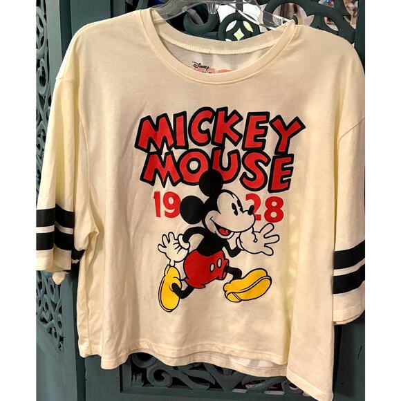 Disney Retro Original Mickey Mouse 1928 Football Varsity Baseball T-Shirt-EUC-XL - Picture 1 of 5
